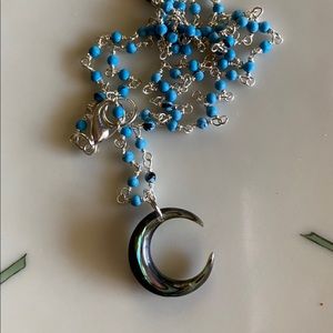 Crescent Moon on Turquoise beads.